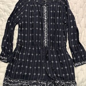 LOFT Black and White Patterned Romper